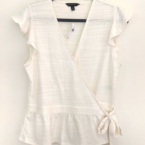 New Banana Republic Off White Wrap Peplum Top